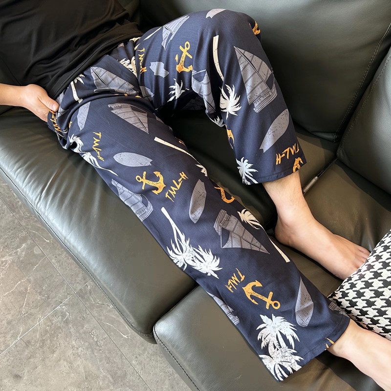 AliExpress Extra Large Size Stylish Pajama Pants for Men, Spring and Autumn, Plus Size, Oversized, Casual Long Pants, Thin Style, Home Wear Pants, view 3