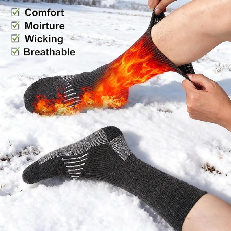 AliExpress Extra Thick Warm Merino Wool Socks for Men and Women, Wool-Lined Winter Hiking Warm Boot Work Socks, 3 Pairs in a Pack, view 3