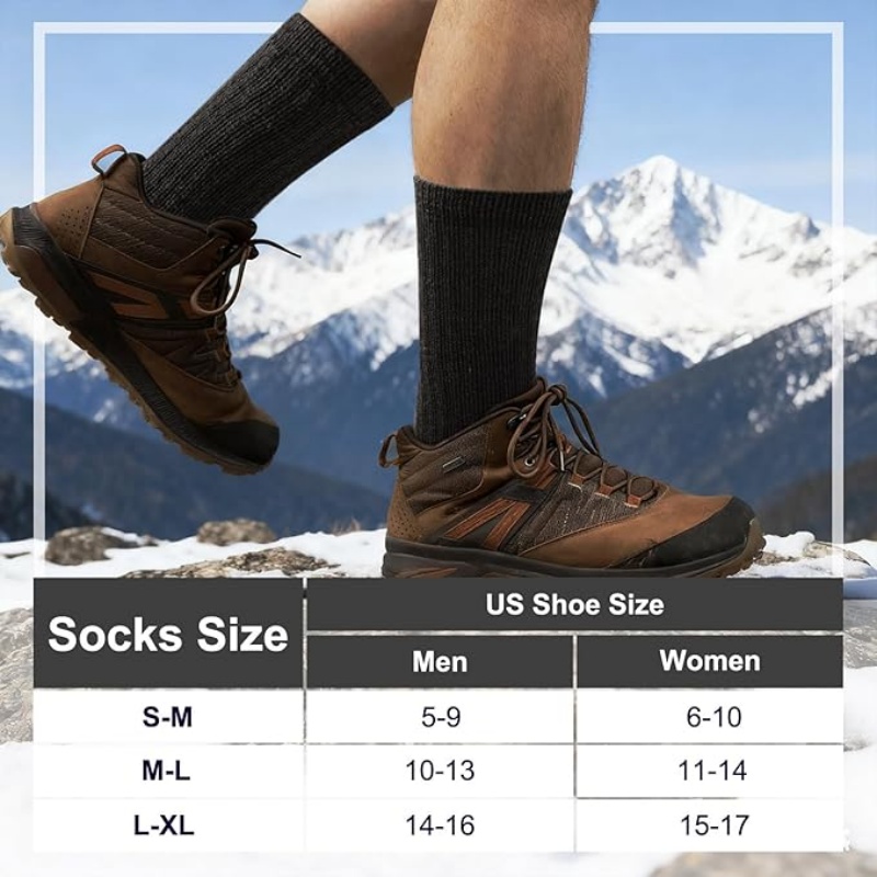 AliExpress Extra Thick Warm Merino Wool Socks for Men and Women, Wool-Lined Winter Hiking Warm Boot Work Socks, 3 Pairs in a Pack, view 5