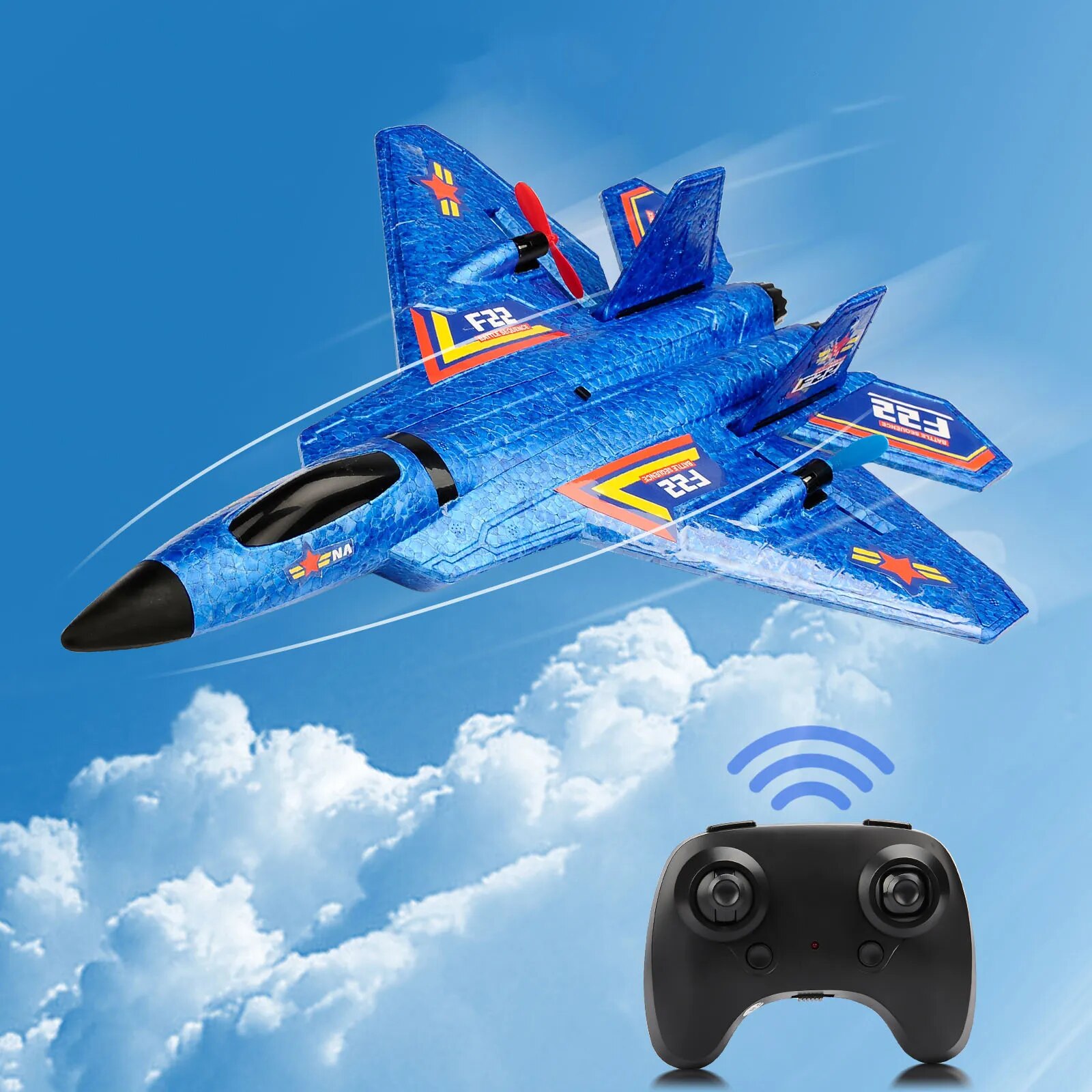 AliExpress F22 Raptor RC Plane 2.4G 2CH Remote Control Flying Glider With LED Lights EPP Foam Airplane Toys For Children Gifts