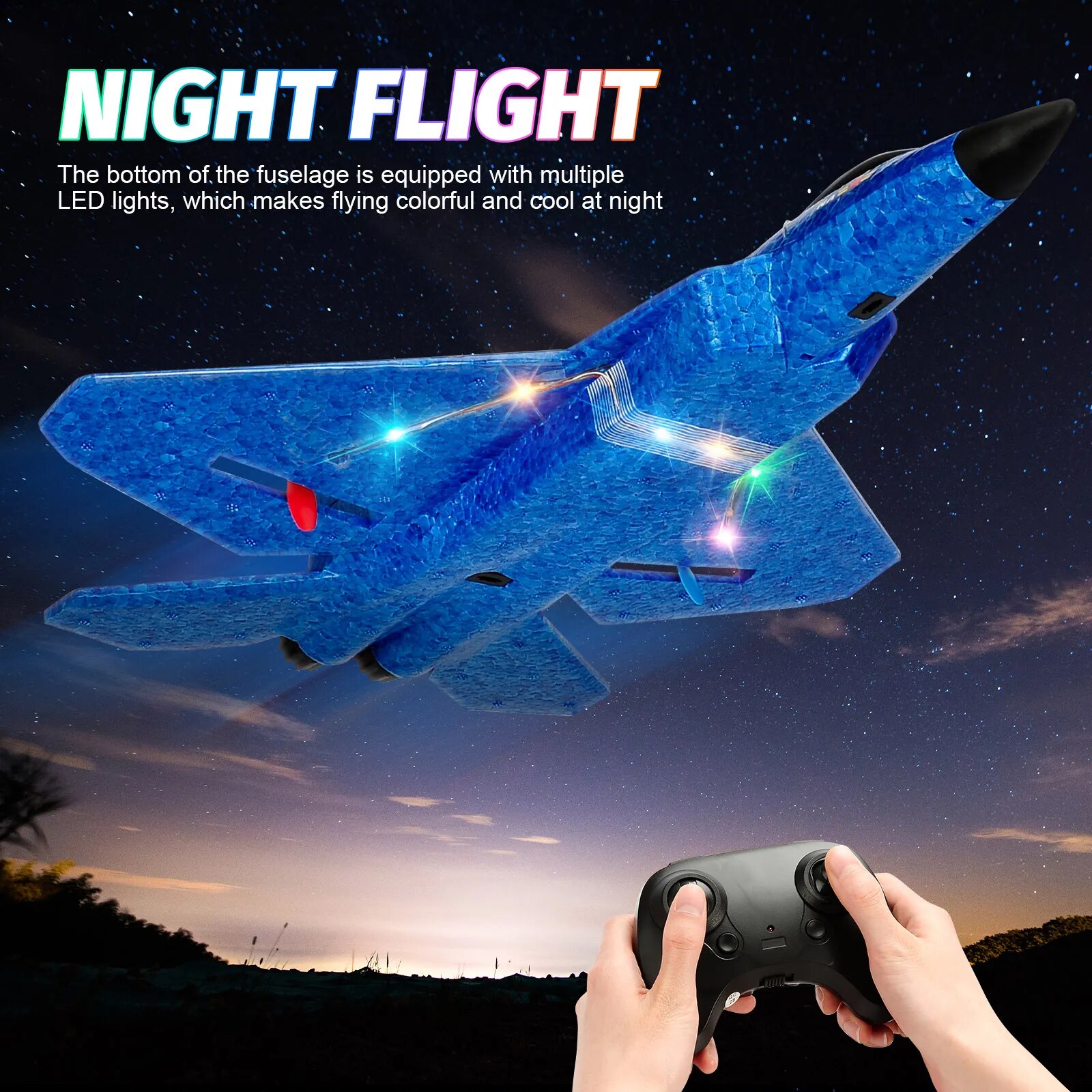 AliExpress F22 Raptor RC Plane 2.4G 2CH Remote Control Flying Glider With LED Lights EPP Foam Airplane Toys For Children Gifts, view 2