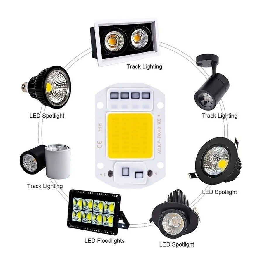 AliExpress F6040 20W/30W/50W AC 220V COB Module LED Chip Diodes Lamp Bulb for Outdoor Focus Spotlight Garden Integrated Light Beads, view 2