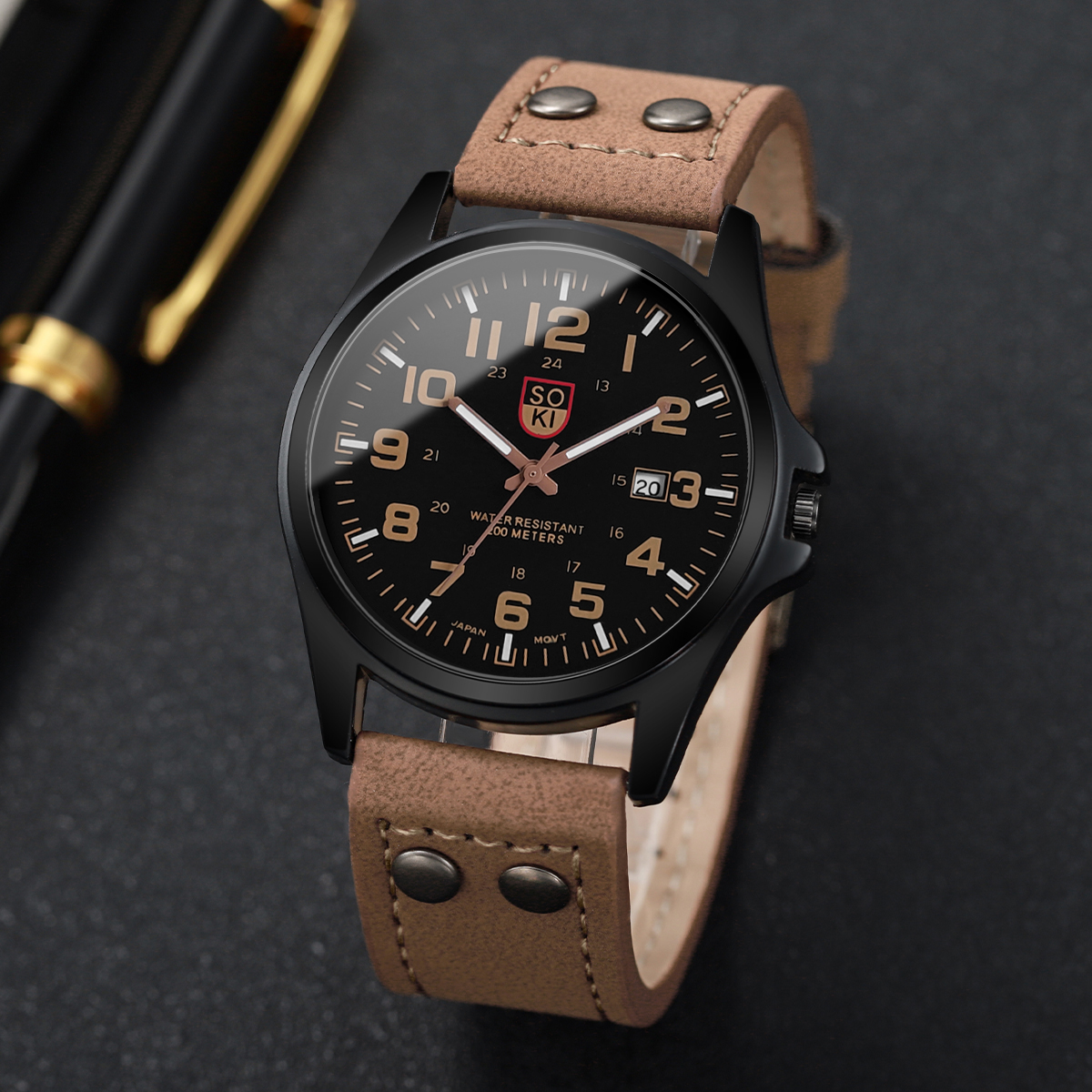 AliExpress Men's Arabic-Dial Quartz Calendar Watch