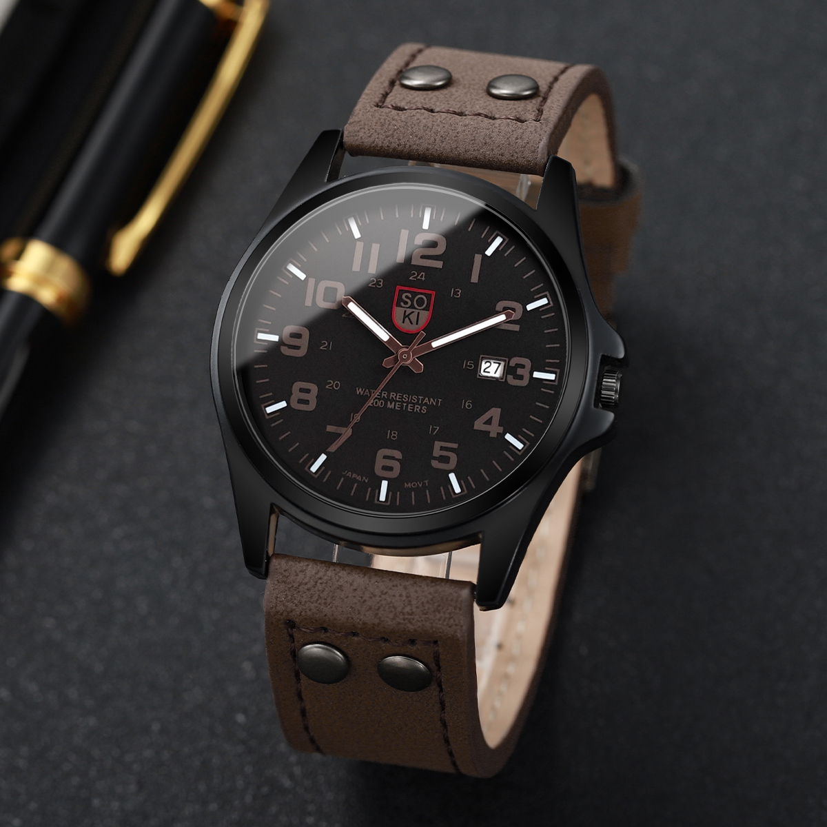 AliExpress Men's Arabic-Dial Quartz Calendar Watch, view 4