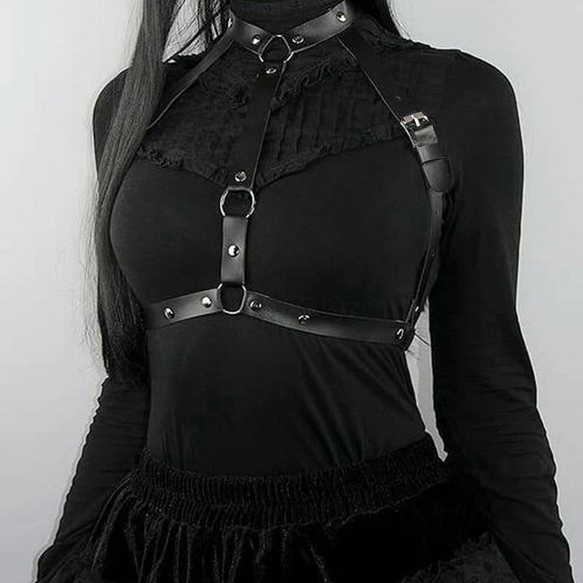AliExpress Fashion Belt Street Style Chest Harness Belt Suspenders for Women Decoration  Punk Rock Leather Belt Gothic Clothing Accessories, view 3