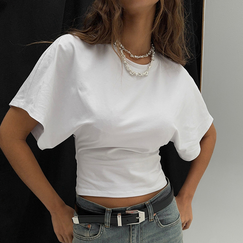 AliExpress Women's Gray Cropped T-Shirt with Corset Cut, view 2
