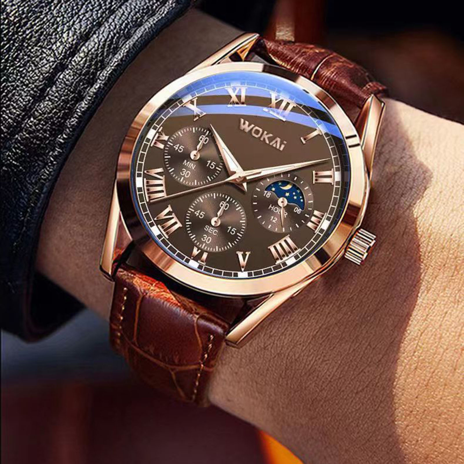 AliExpress Men's Business Quartz Watch with PU Leather Strap