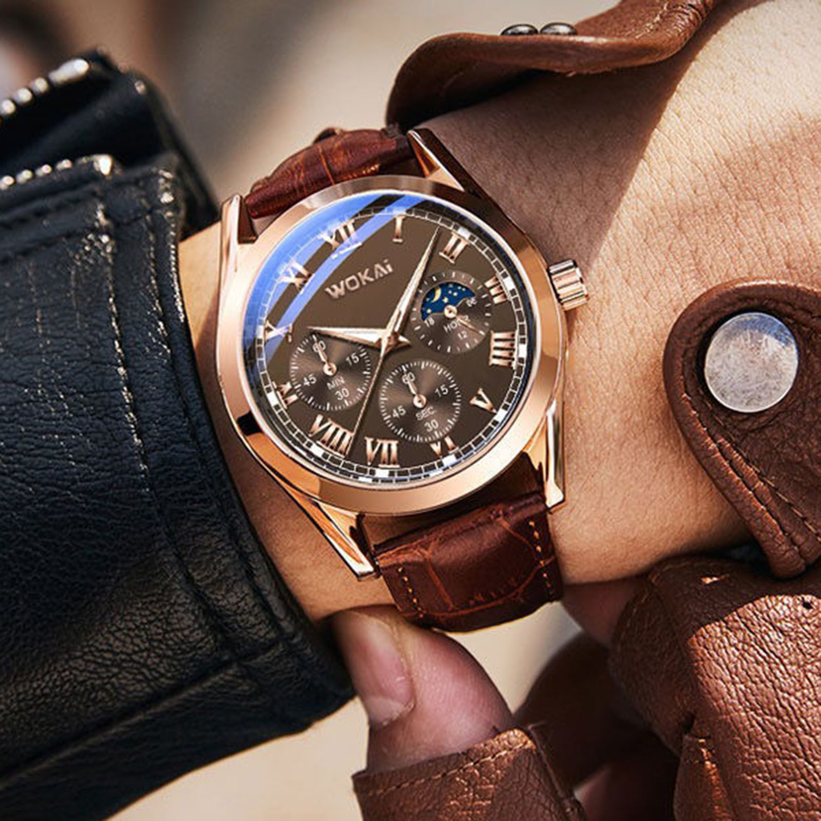 AliExpress Men's Business Quartz Watch with PU Leather Strap, view 2