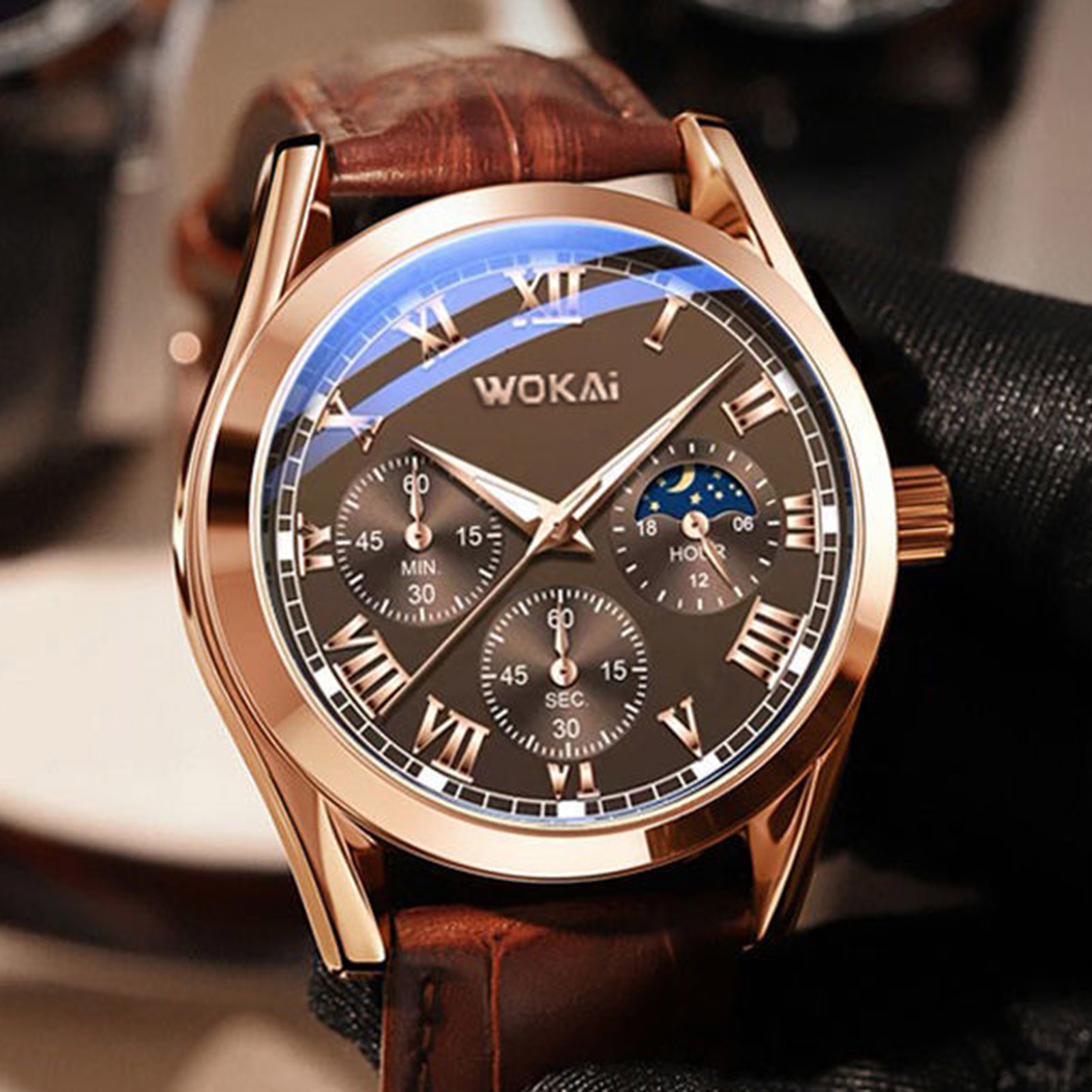 AliExpress Men's Business Quartz Watch with PU Leather Strap, view 3