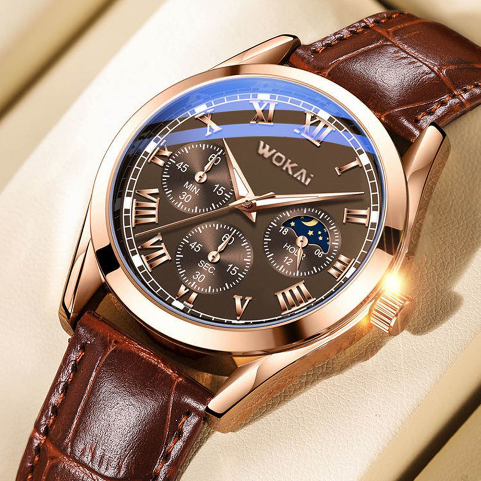 AliExpress Men's Business Quartz Watch with PU Leather Strap, view 4