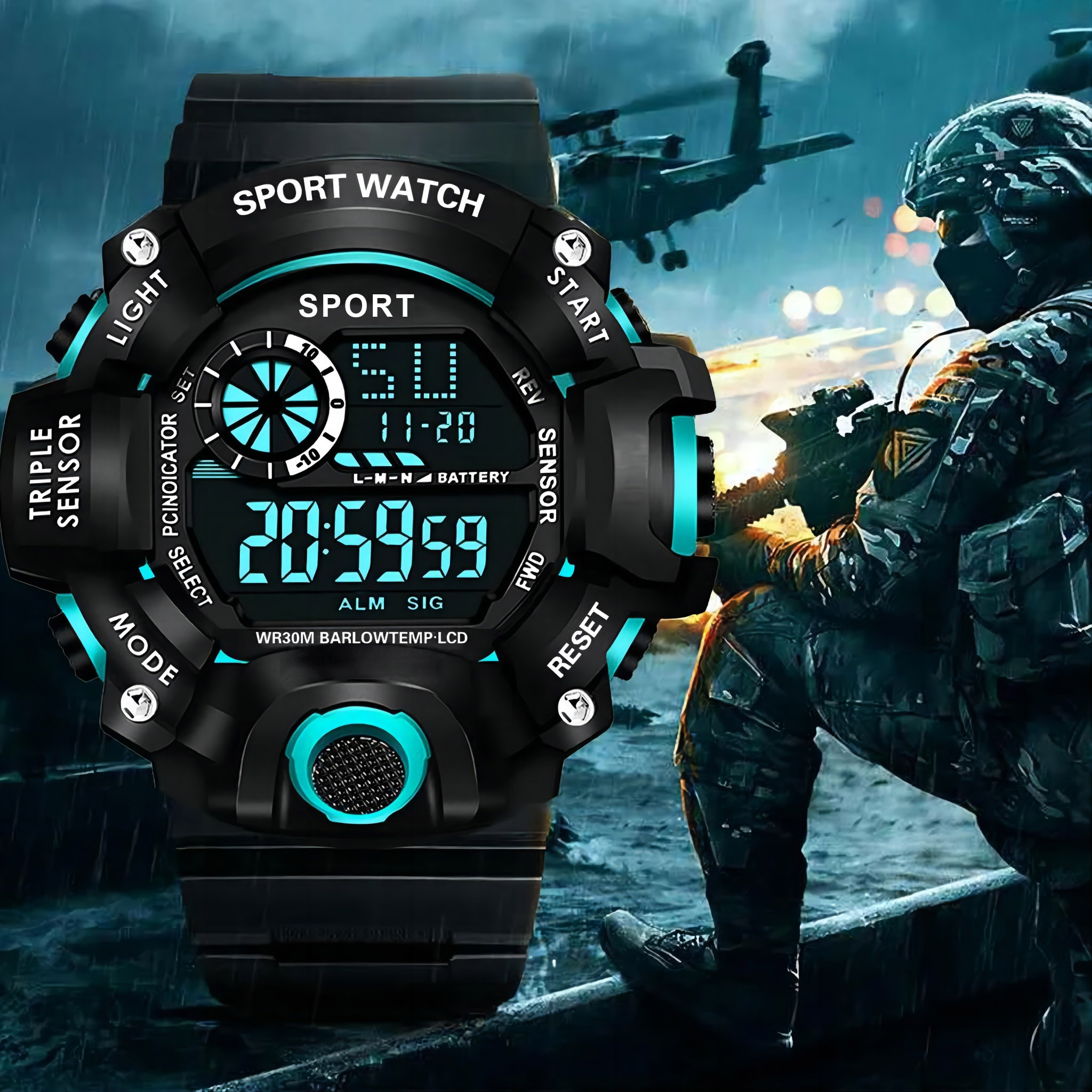 AliExpress Men's Large-Dial Digital Military Sports Watch