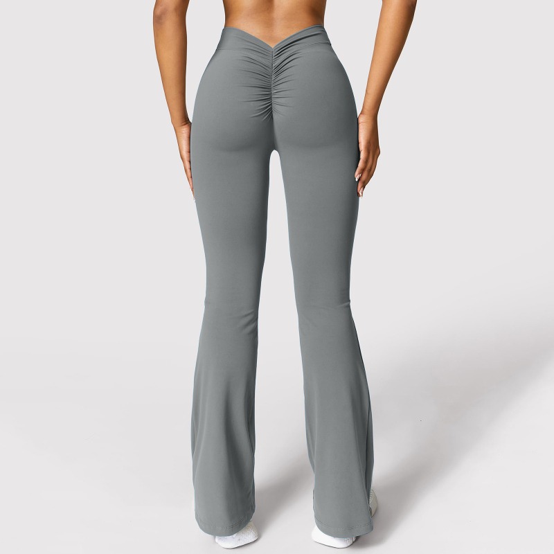 AliExpress Fashion Micro Horn Leggings Women V-back Waist Sports Pants High Waist Push Up Butt Gym Pants Solid Slim Casual Leggings, view 5