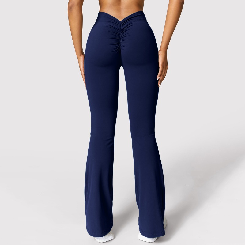 AliExpress Fashion Micro Horn Leggings Women V-back Waist Sports Pants High Waist Push Up Butt Gym Pants Solid Slim Casual Leggings, view 6