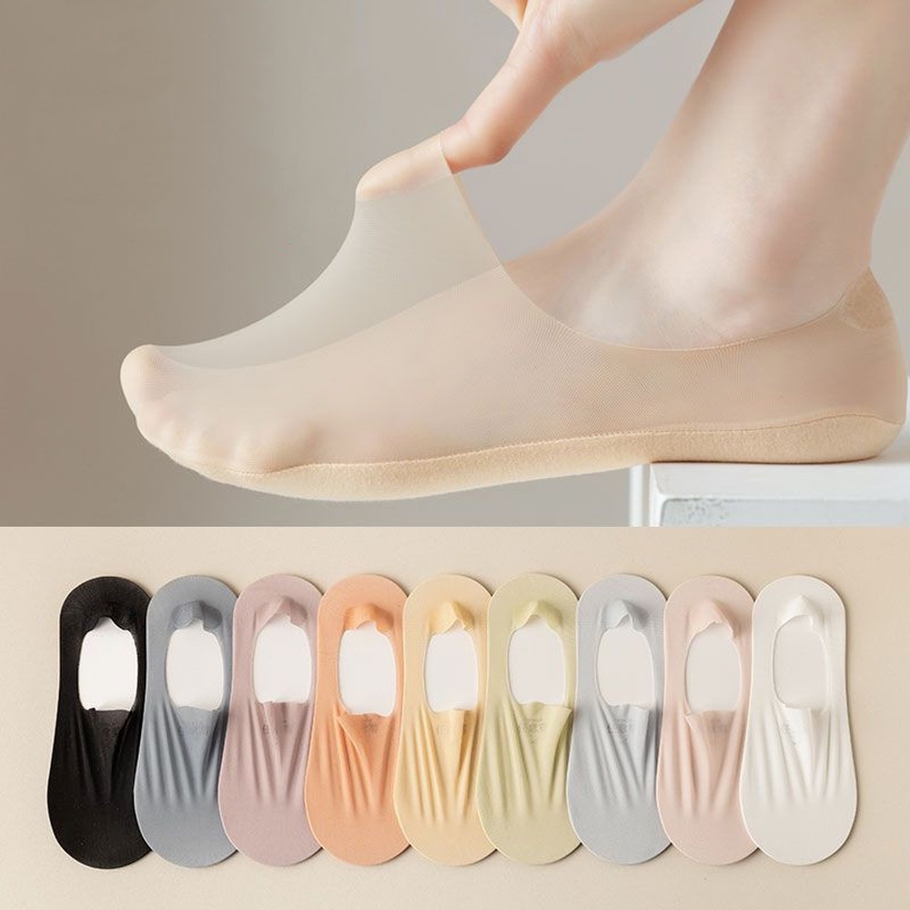 AliExpress Fashion Non-slip Invisible Ultra-thin Ice Silk Boat Sock Summer Breathable Wear Resistant Soft Solid Elastic Women No Show Socks