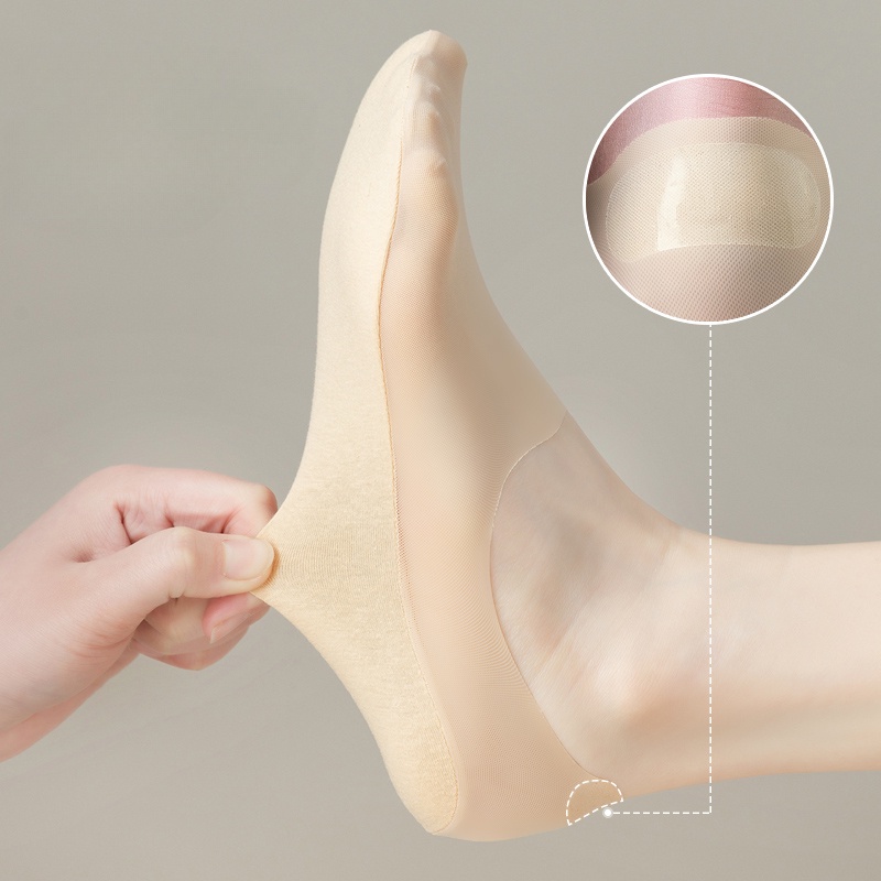 AliExpress Fashion Non-slip Invisible Ultra-thin Ice Silk Boat Sock Summer Breathable Wear Resistant Soft Solid Elastic Women No Show Socks, view 6