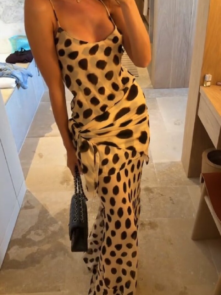 AliExpress Fashion Polka Dot Patchwork Vestido Women Elegant Spaghetti Strap Slim Fit Bodycon Dresses Summer Vacation Date Club Outfit 2026, view 2
