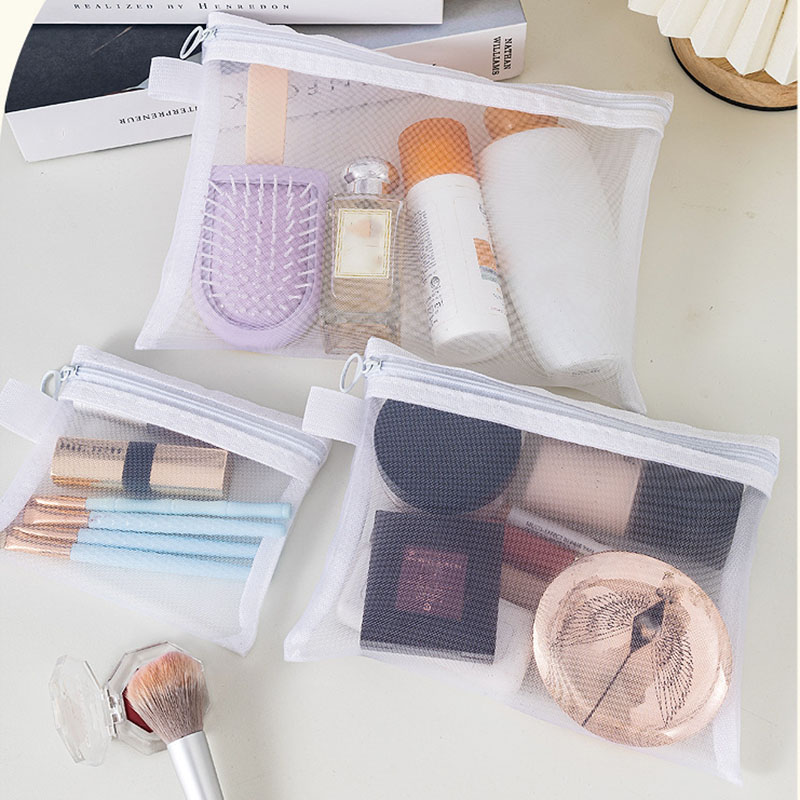 AliExpress Black Mesh Panel Zipper Cosmetic Pouch