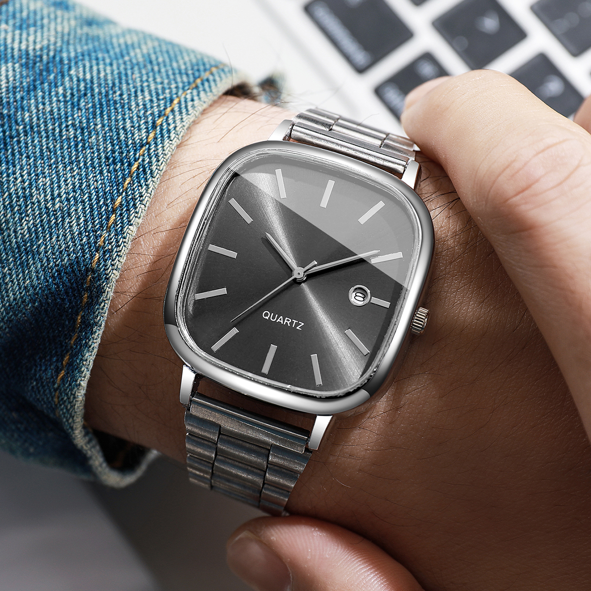 AliExpress Men's Square Dial Analog Quartz Business Watch, view 2