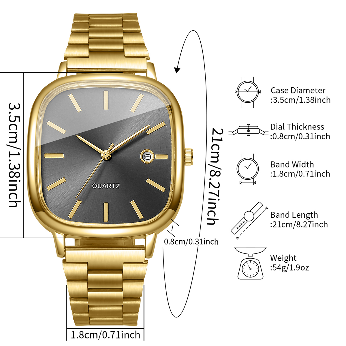 AliExpress Men's Square Dial Analog Quartz Business Watch, view 6
