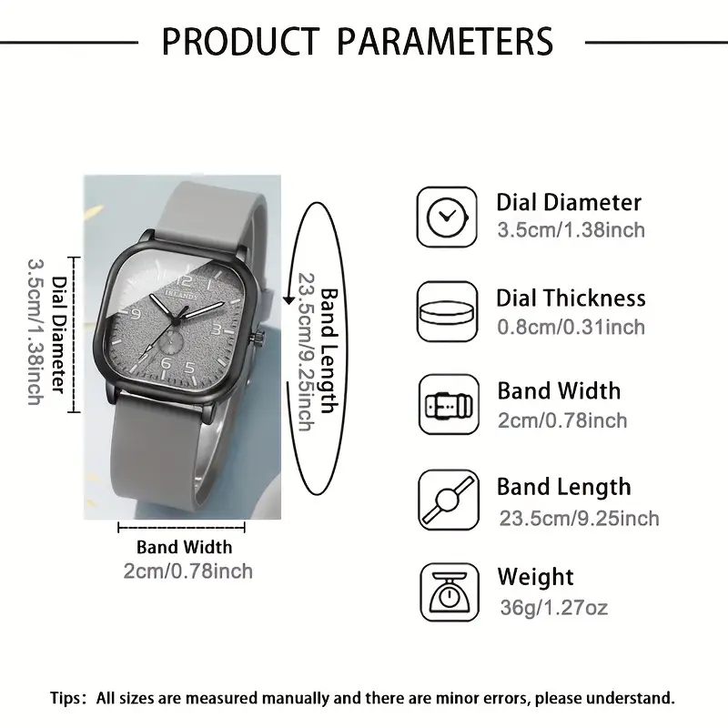 AliExpress Square Silicone Strap Quartz Watch, view 4