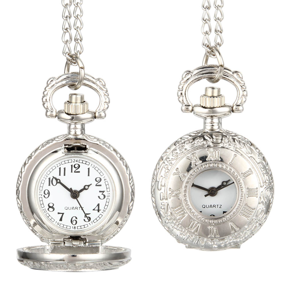 AliExpress Fashion Vintage Alloy Number Dual Time Display Clock Necklace Chain Watches Birthday Gifts, view 2