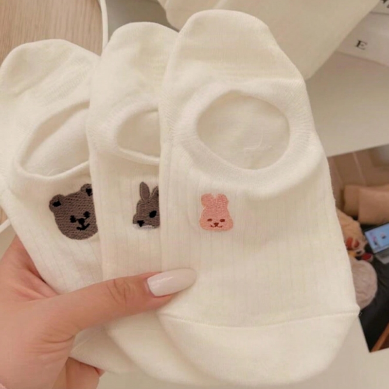 AliExpress Fashion White Boat Socks for Women, Low-Cut Invisible Socks, No-Show Socks, Sweet Style, Cute Cartoon Patterns, Student Socks, view 5