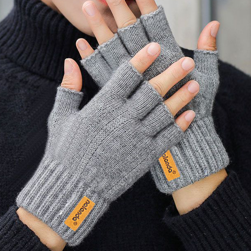 AliExpress Fashion Winter Autumn Knitted gloves Warm Plush Fingerless gloves for men & Women outdoor sport touchscreen gloves, view 2