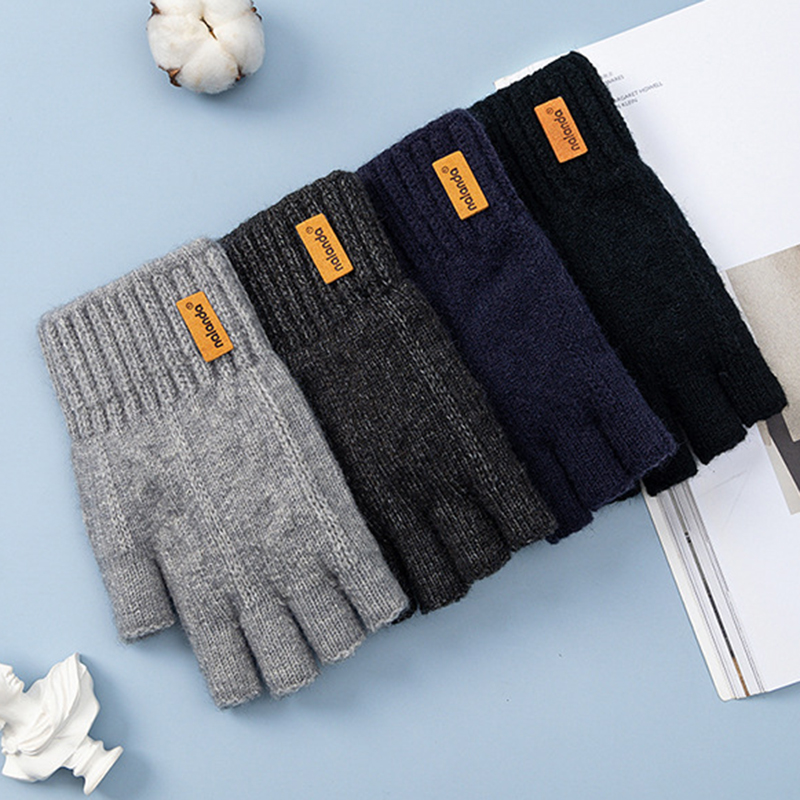 AliExpress Fashion Winter Autumn Knitted gloves Warm Plush Fingerless gloves for men & Women outdoor sport touchscreen gloves, view 5