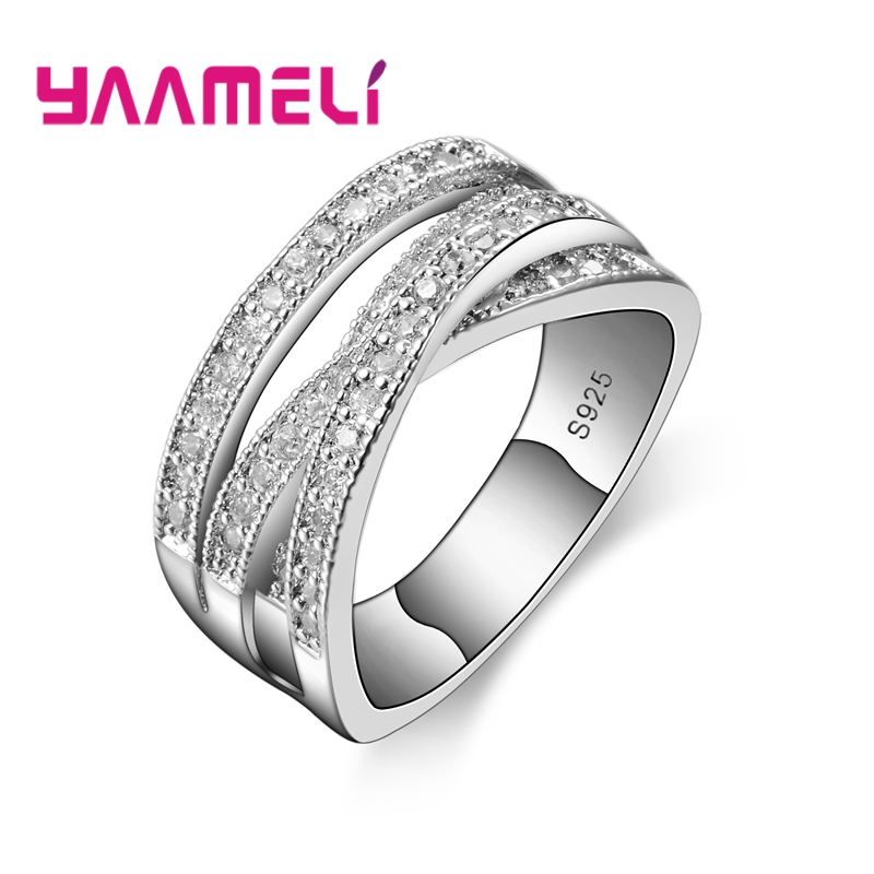 AliExpress Silver-Tone Crystal Crossover Cross Ring