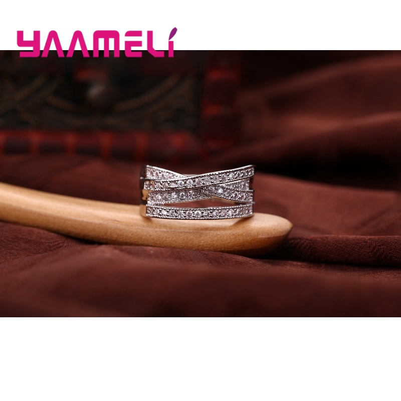 AliExpress 925 Silver Crystal Cross Ring for Men and Women, view 2
