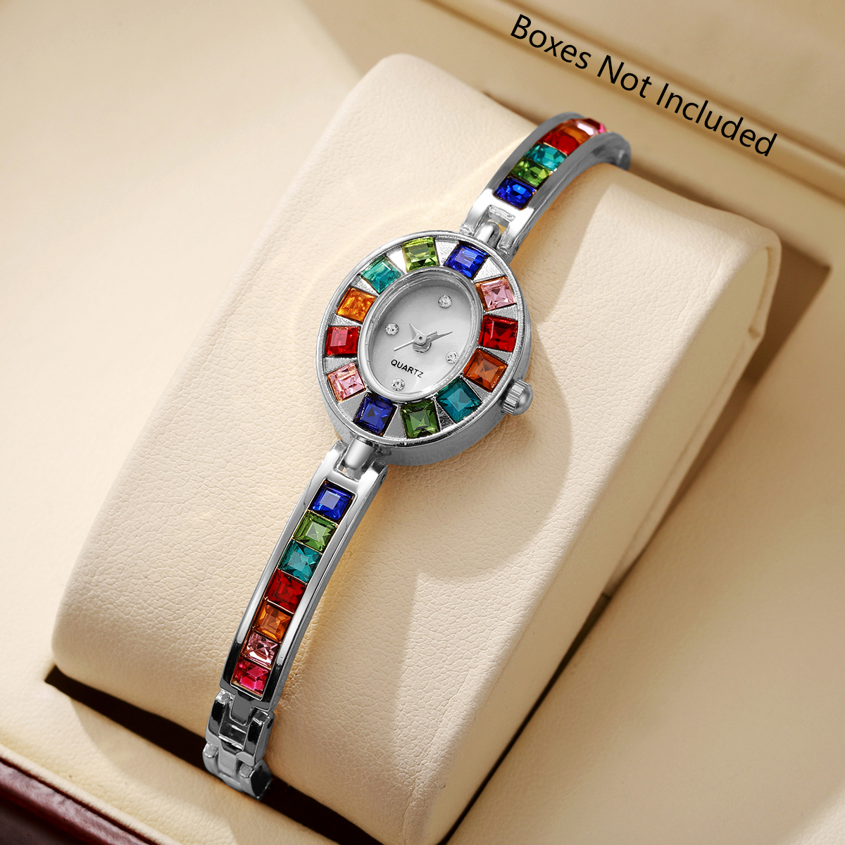 AliExpress Women's Rainbow Crystal Bracelet Quartz Watch, view 2