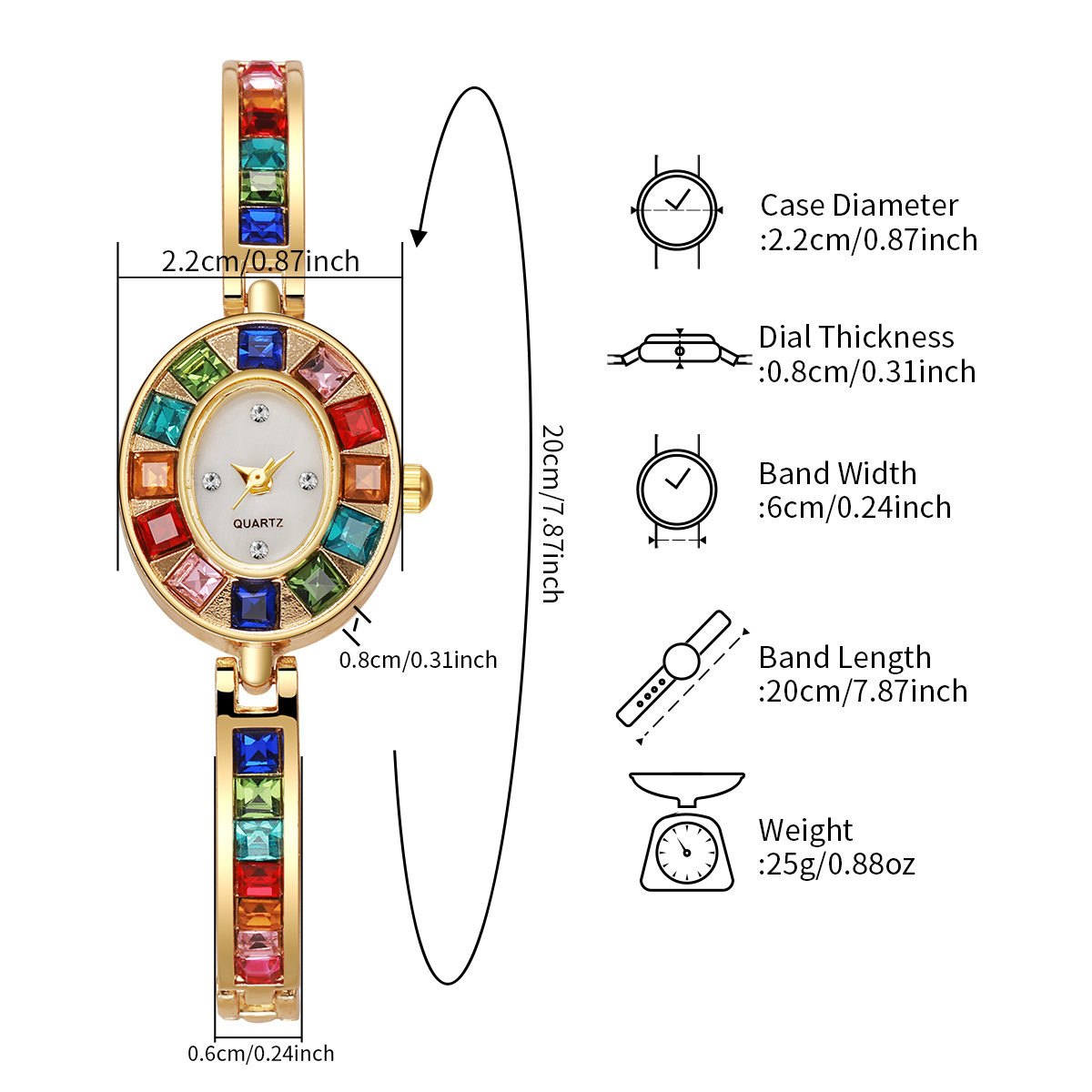 AliExpress Women's Rainbow Crystal Bracelet Quartz Watch, view 6