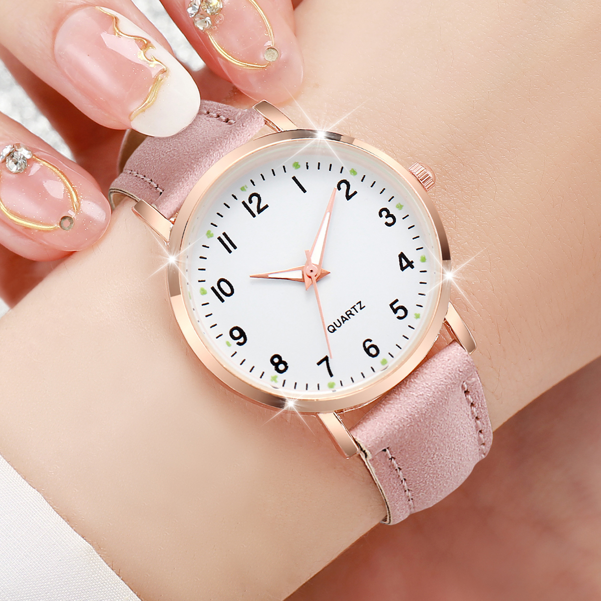 AliExpress Women's Leather Band Quartz Watch with Arabic Dial, view 3