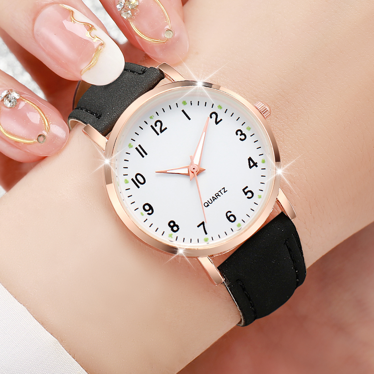 AliExpress Women's Leather Band Quartz Watch with Arabic Dial, view 4