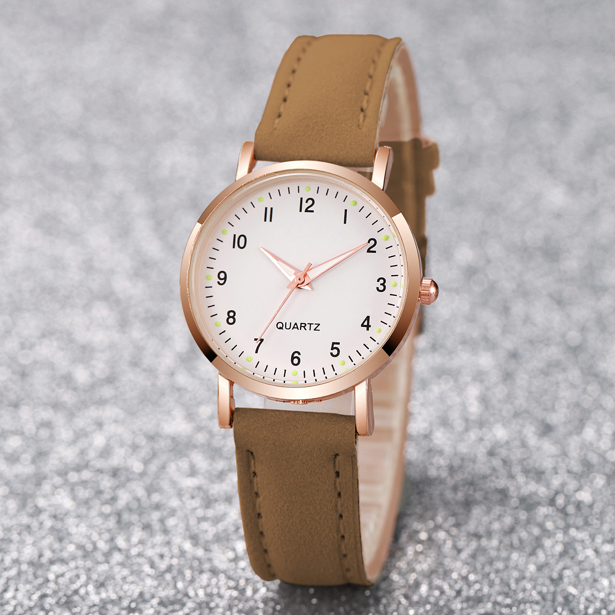 AliExpress Women's Leather Band Quartz Watch with Arabic Dial, view 6