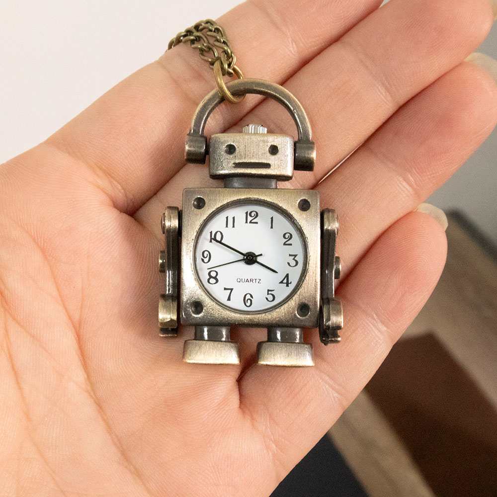 AliExpress Fashionable and Cool Robot Quartz Pocket Watch with Arabic Numerals Circular Dial as a Souvenir for Male and Female Students, view 2
