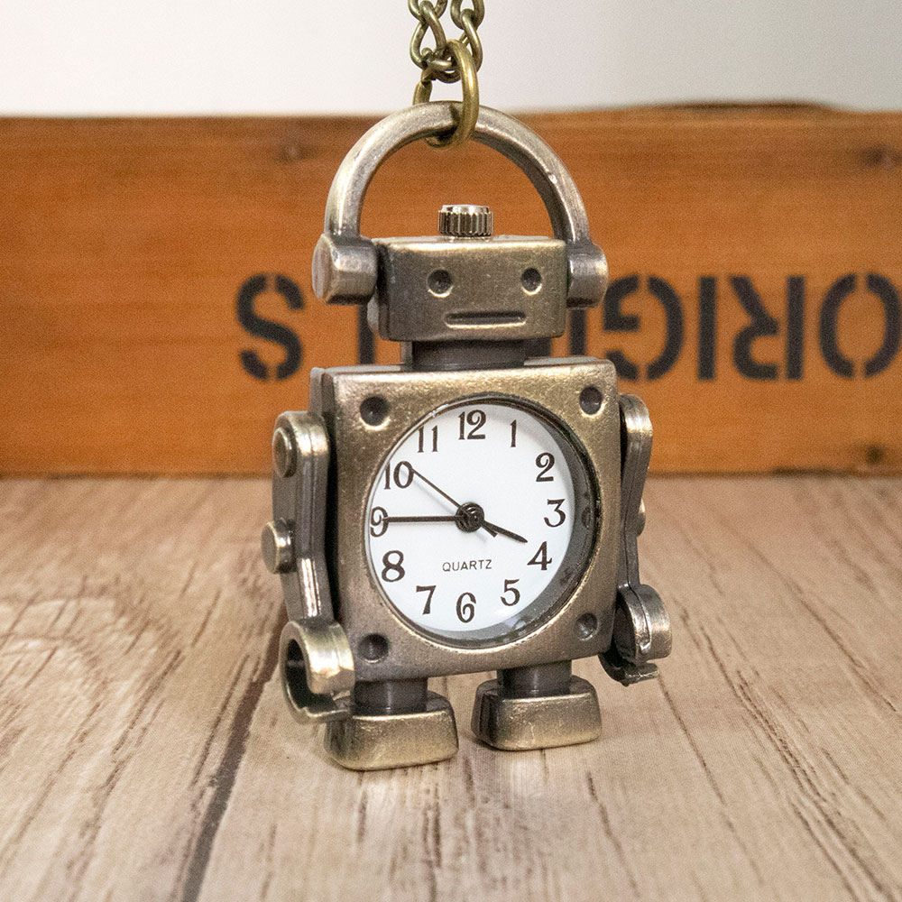 AliExpress Fashionable and Cool Robot Quartz Pocket Watch with Arabic Numerals Circular Dial as a Souvenir for Male and Female Students, view 3