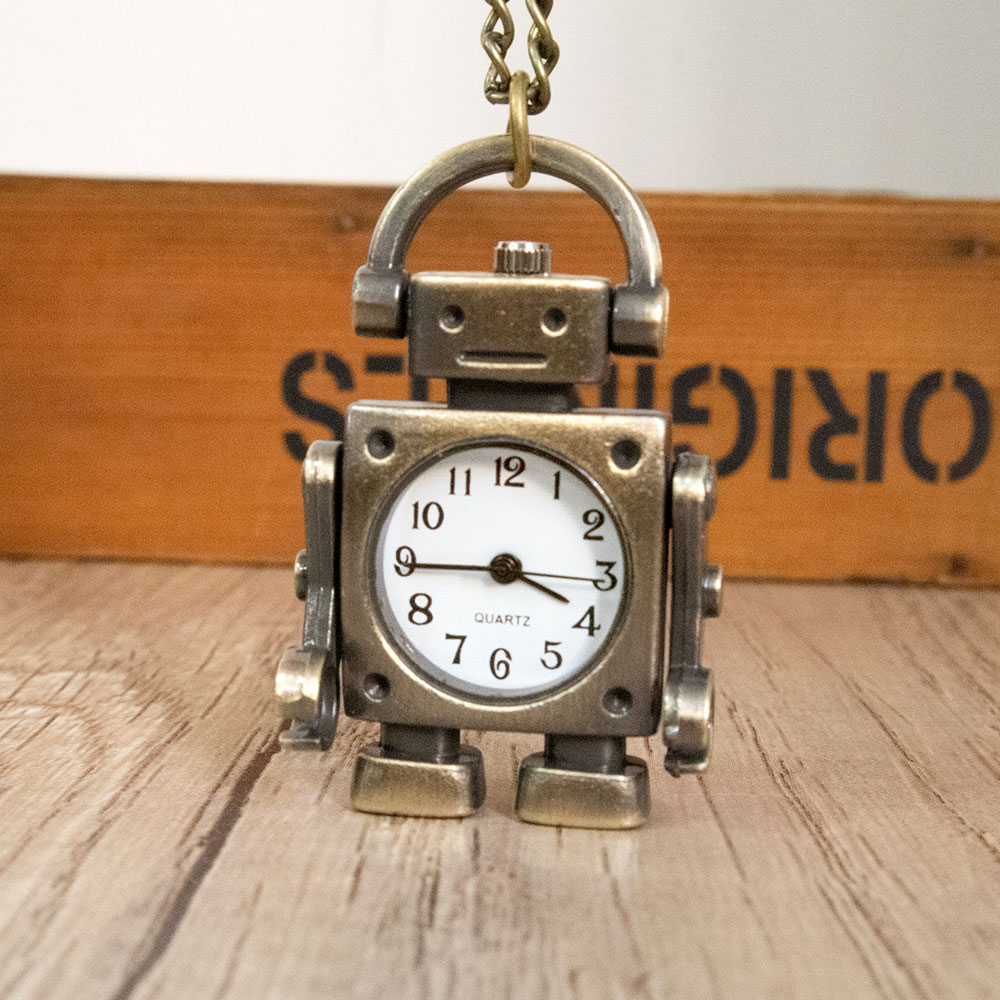 AliExpress Fashionable and Cool Robot Quartz Pocket Watch with Arabic Numerals Circular Dial as a Souvenir for Male and Female Students, view 5
