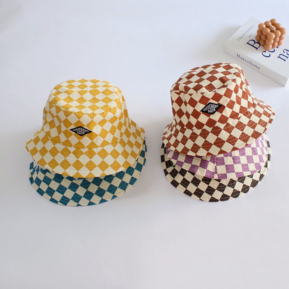 AliExpress Fashionable Checkerboard Pattern Kids Bucket Hat Cute Plaid Baby Boys Girls Sun Hat Soft Kids Chilren Fisherman Panama Caps