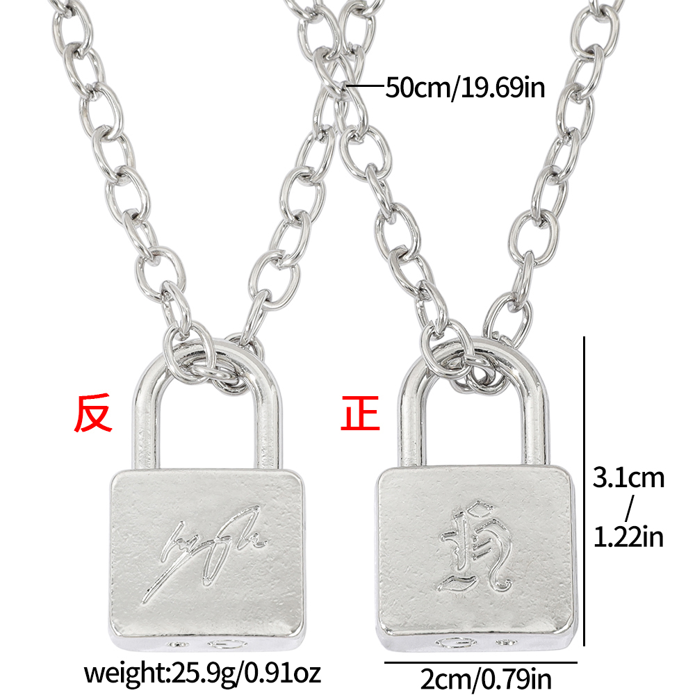 AliExpress Fashionable Creative Hyunjin Lock Necklace Same As Huang Xuanchen's Style New Punk Necklace Men Women Fans Gifts, view 2