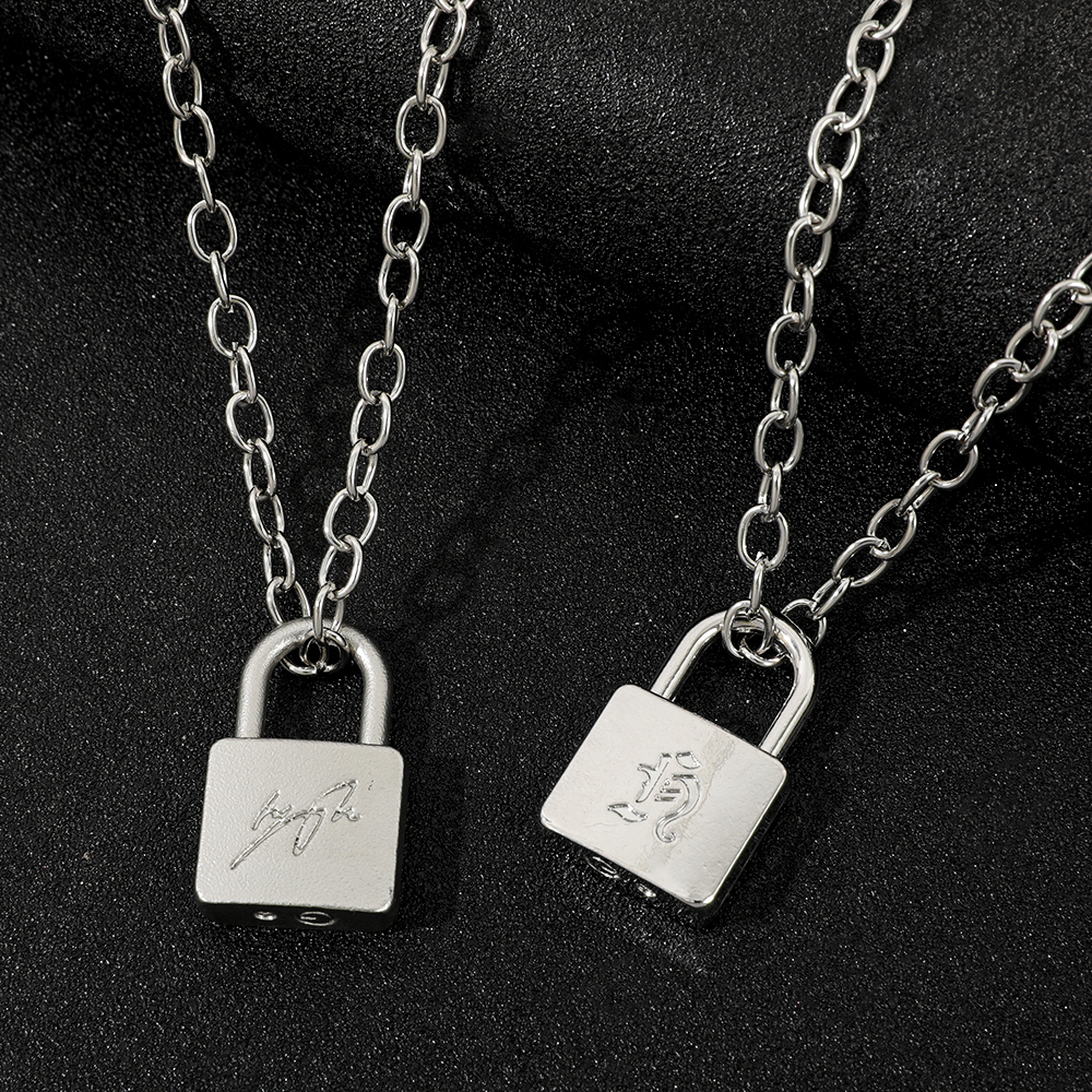AliExpress Fashionable Creative Hyunjin Lock Necklace Same As Huang Xuanchen's Style New Punk Necklace Men Women Fans Gifts, view 6