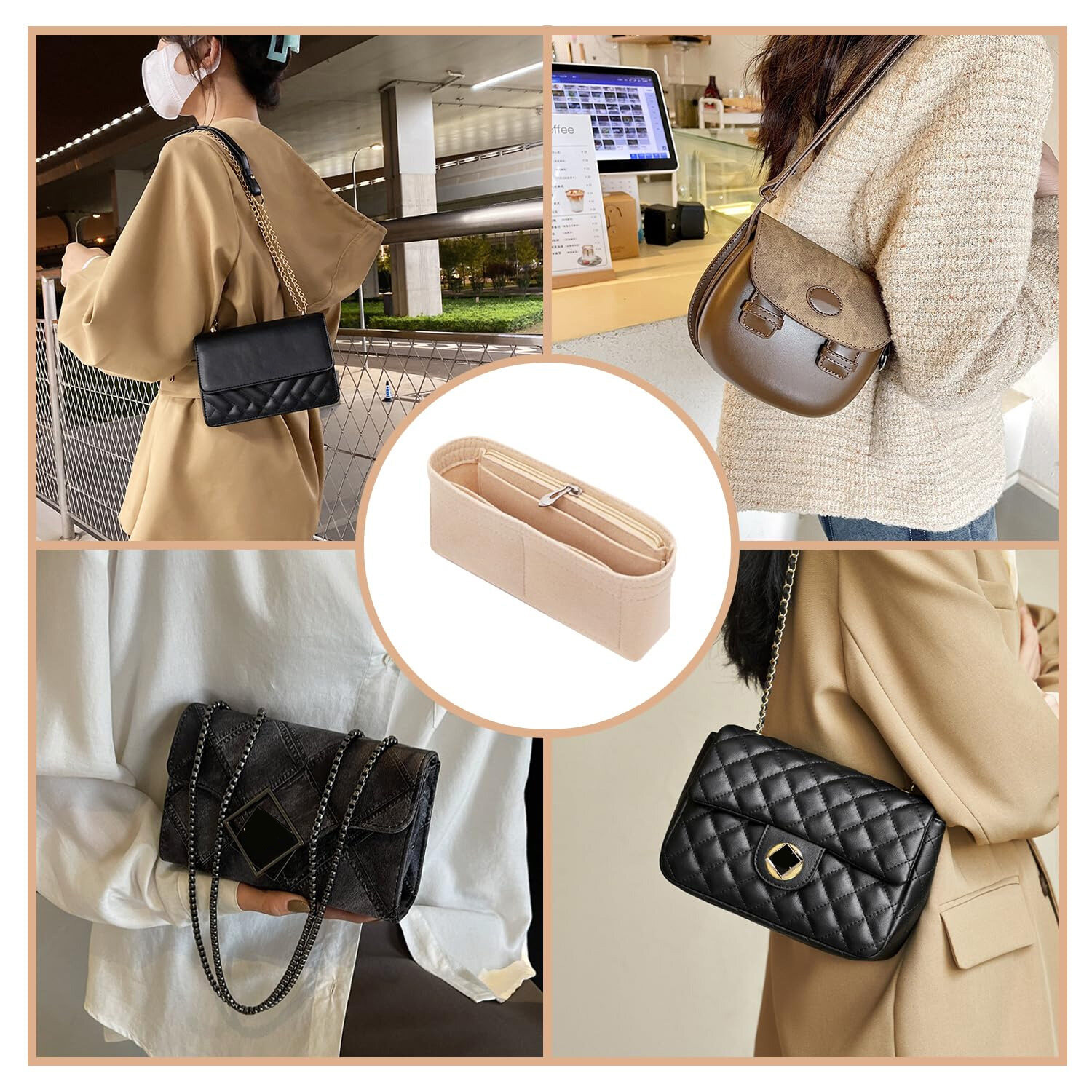 AliExpress Felt Insert Organizer for Longchamp Mini Bag, view 5
