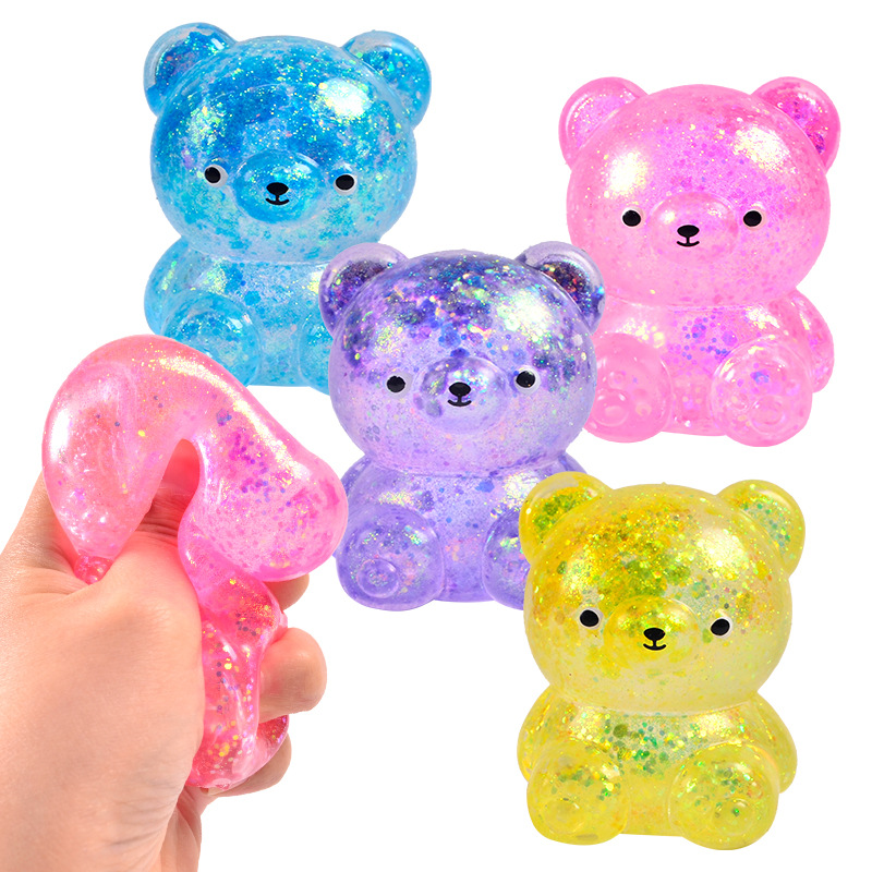 AliExpress Fidget Bear Toy Squishys Glitter Gummy Bear Small Cute Animal Anti Stress Fidget Splat Decompressions Vent Squeeze Toys