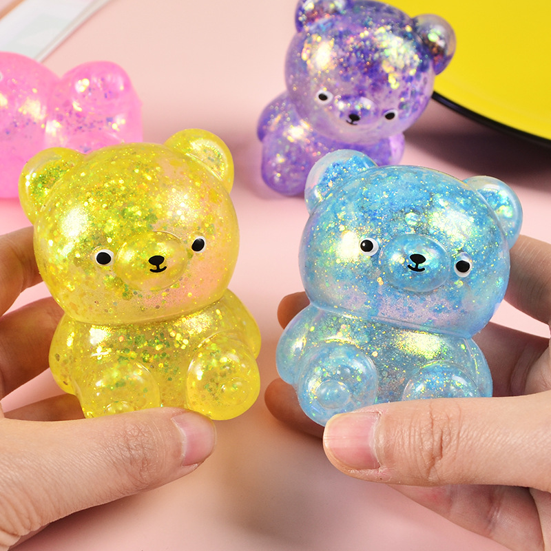 AliExpress Fidget Bear Toy Squishys Glitter Gummy Bear Small Cute Animal Anti Stress Fidget Splat Decompressions Vent Squeeze Toys, view 3