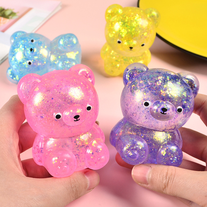 AliExpress Fidget Bear Toy Squishys Glitter Gummy Bear Small Cute Animal Anti Stress Fidget Splat Decompressions Vent Squeeze Toys, view 4