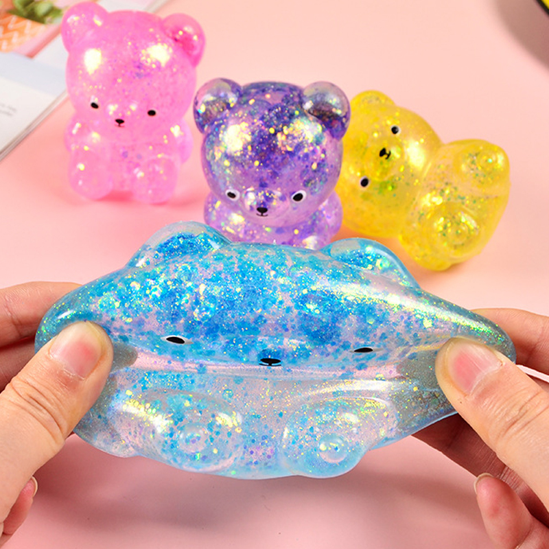AliExpress Fidget Bear Toy Squishys Glitter Gummy Bear Small Cute Animal Anti Stress Fidget Splat Decompressions Vent Squeeze Toys, view 5