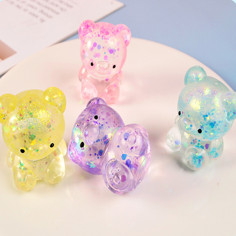 AliExpress Fidget Bear Toy Squishys Glitter Gummy Bear Small Cute Animal Anti Stress Fidget Splat Decompressions Vent Squeeze Toys, view 6