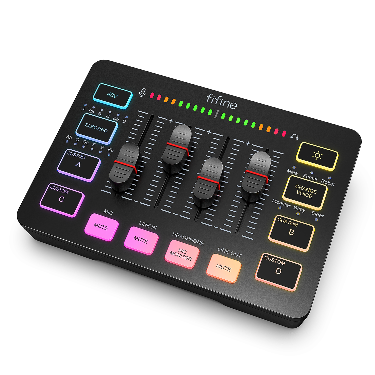 AliExpress FIFINE Gaming Audio Mixer,Streaming 4-Channel RGB Mixer with XLR Microphone Interface,for Game Voice,Podcast,AmpliGame SC3