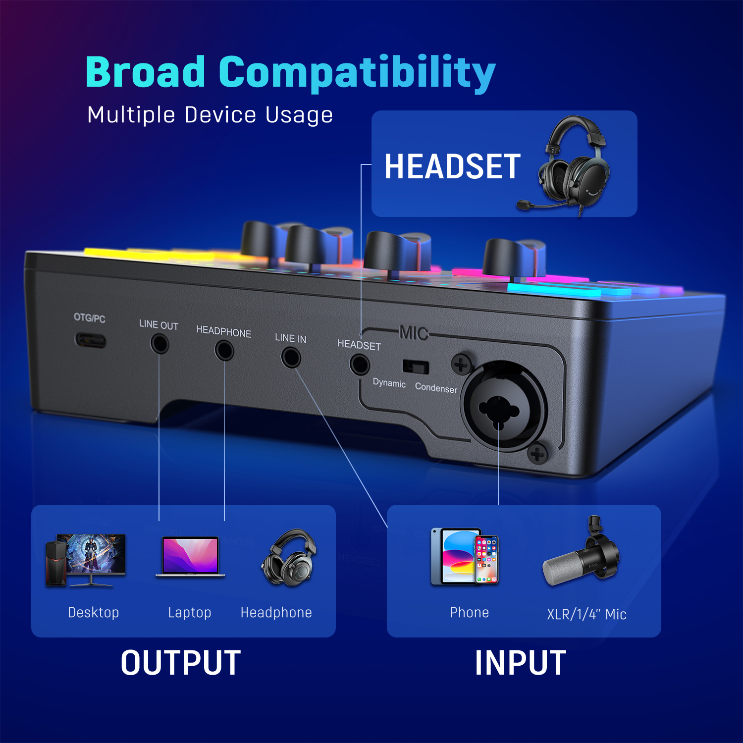AliExpress FIFINE Gaming Audio Mixer,Streaming 4-Channel RGB Mixer with XLR Microphone Interface,for Game Voice,Podcast,AmpliGame SC3, view 5