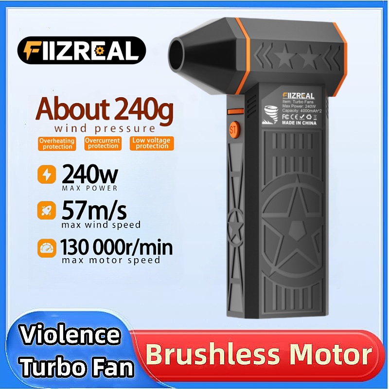 AliExpress Fiizreal X50 240W Brushless Turbo Fan 57m/s 8000mAh Dual Battery 15W Type-C Magnetic Nozzle